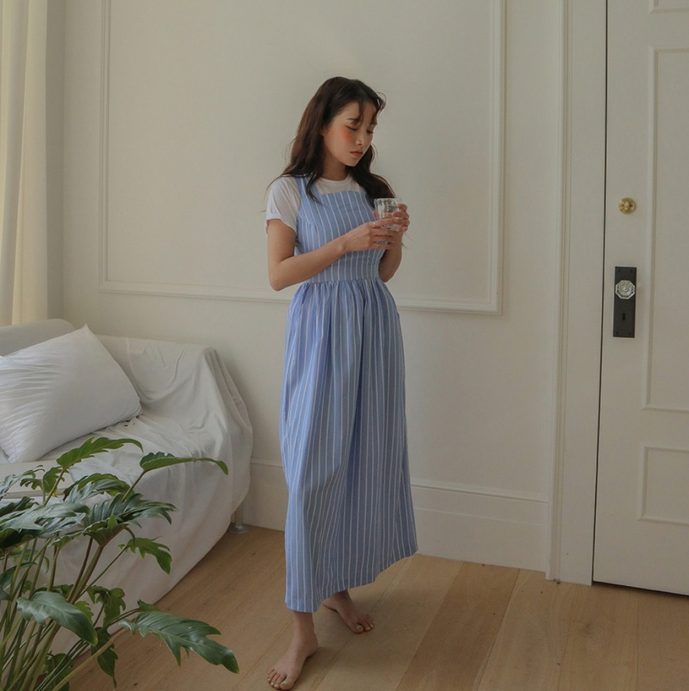 X-Back Striped Dress